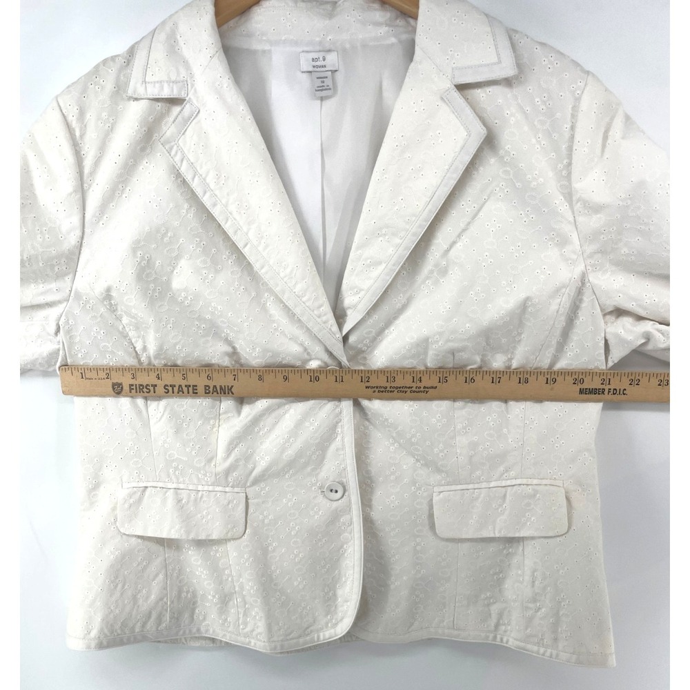 Apt 9 Woman 18W Blazer Off White Cotton Eyelet Cottagecore Shabby Chic Career - Picture 4 of 9